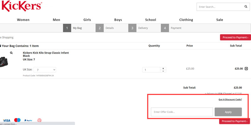 kickers discount code uk